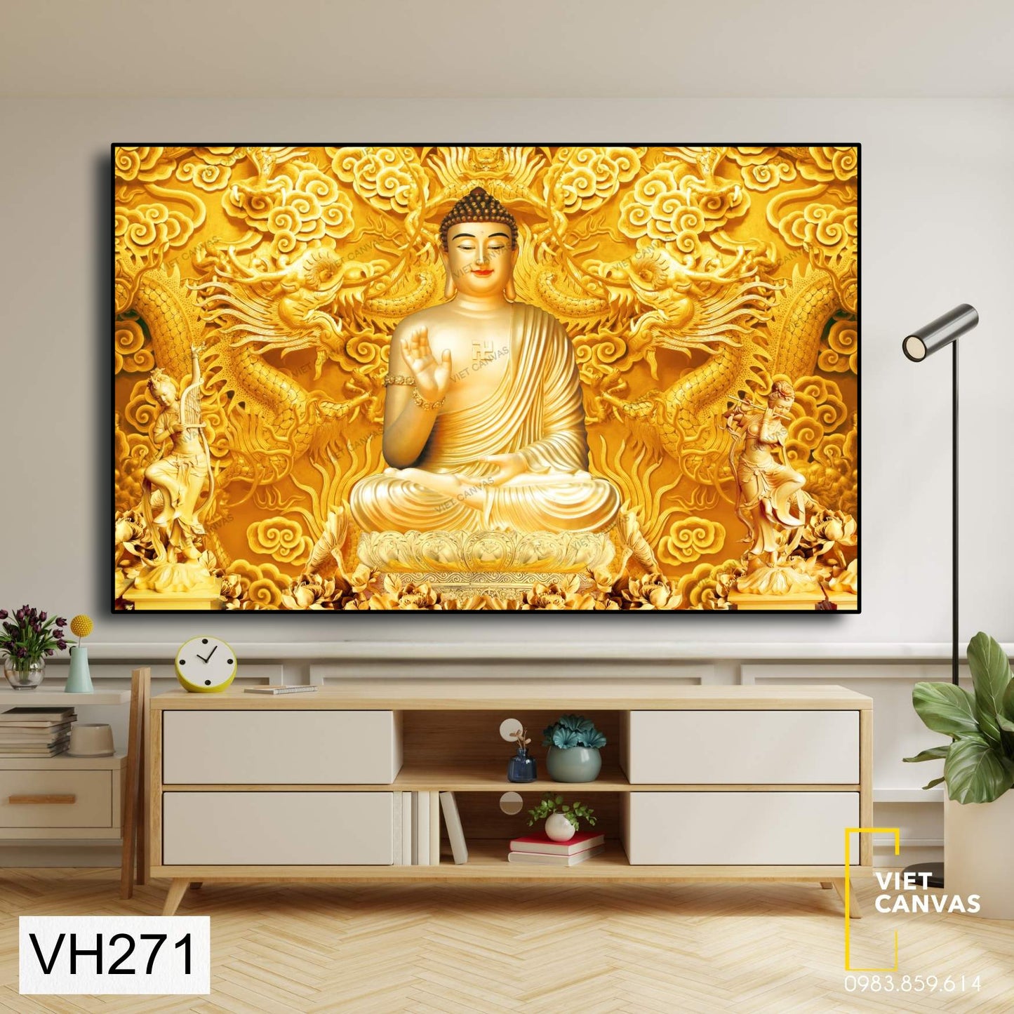 Tranh Đức Phật Ngồi Dưới Tán Cây - VH271