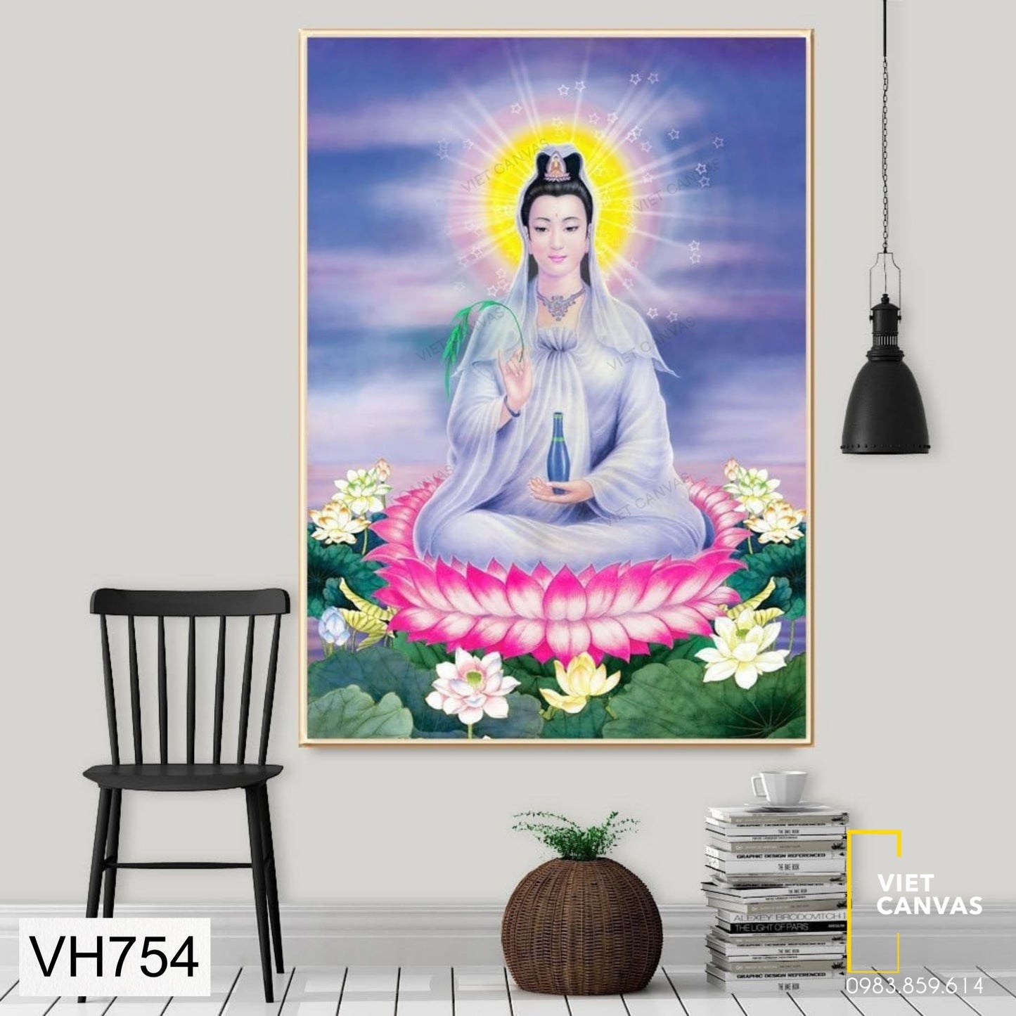Tranh Vị Bồ Tát Trên Toà Sen Hồng - VH754
