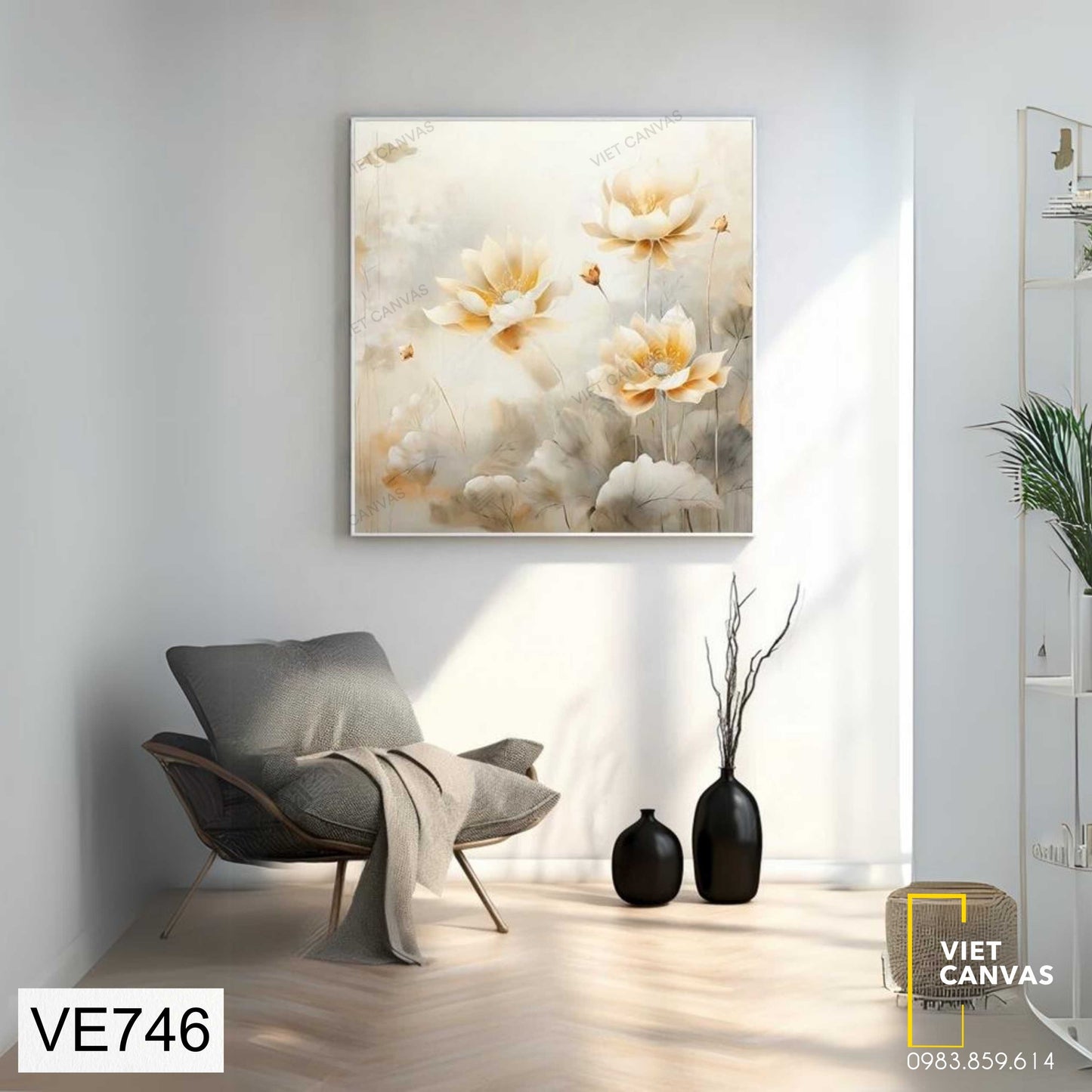 Tranh Hoa Trắng Sang Trọng - VE746