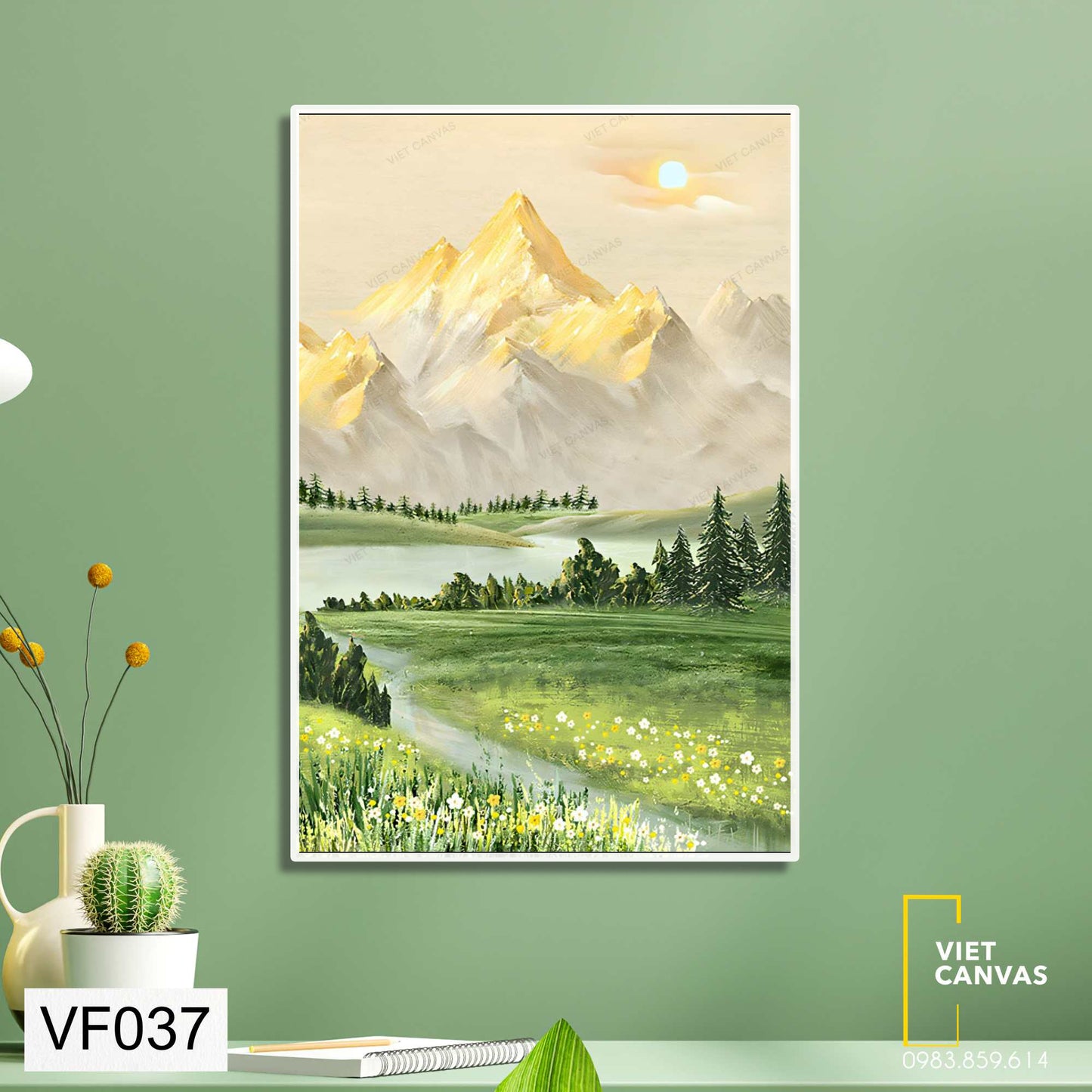 Tranh Cảnh Núi Và Đồng Cỏ Yên Bình - VF037