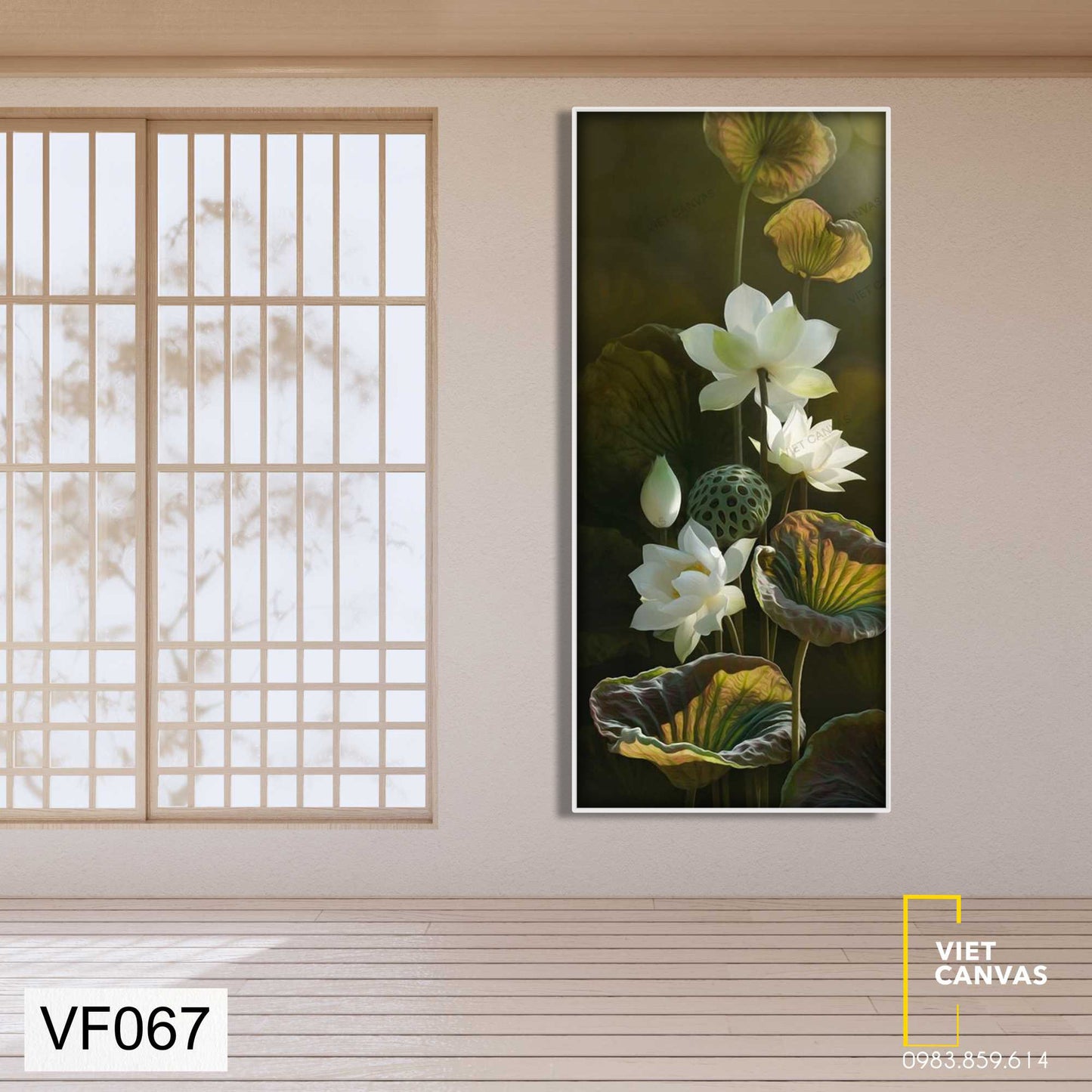 Tranh Hoa Sen Trắng Trong Nắng Dịu - VF067