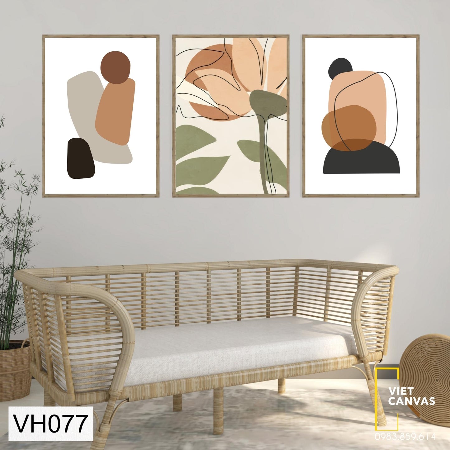 Bộ 3 Tranh Trừu Tượng Tối Giản - VH077