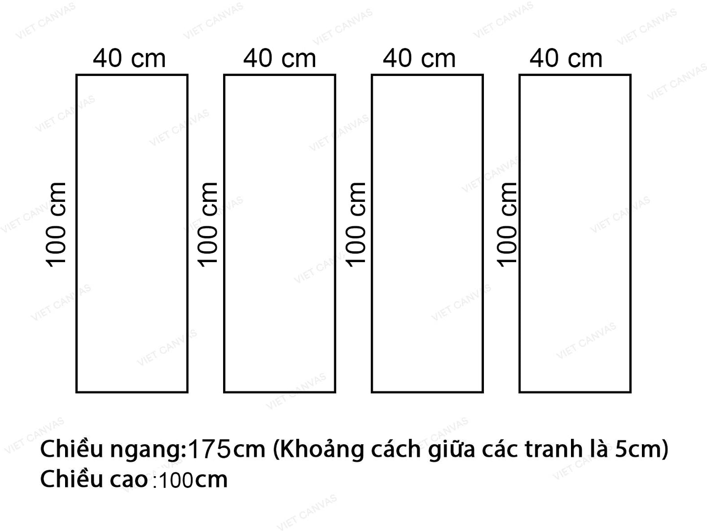 Bộ 4 Tranh Hoa và Cây Tre - VH605