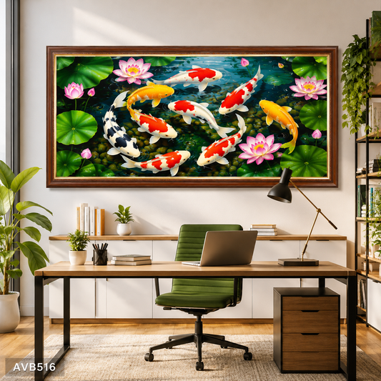 Tranh Cửu Ngư Đón Lộc - AVA516