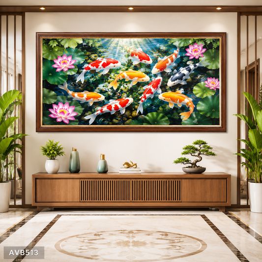 Tranh Cửu Ngư Phú Quý- AVA513