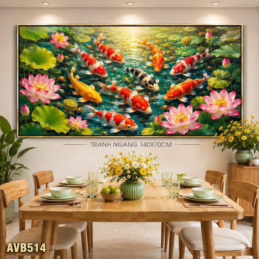 Tranh Cửu Ngư Tài Lộc - AVA514