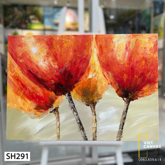 Tranh Sơn Dầu Nụ Hoa Màu Lửa - SH291