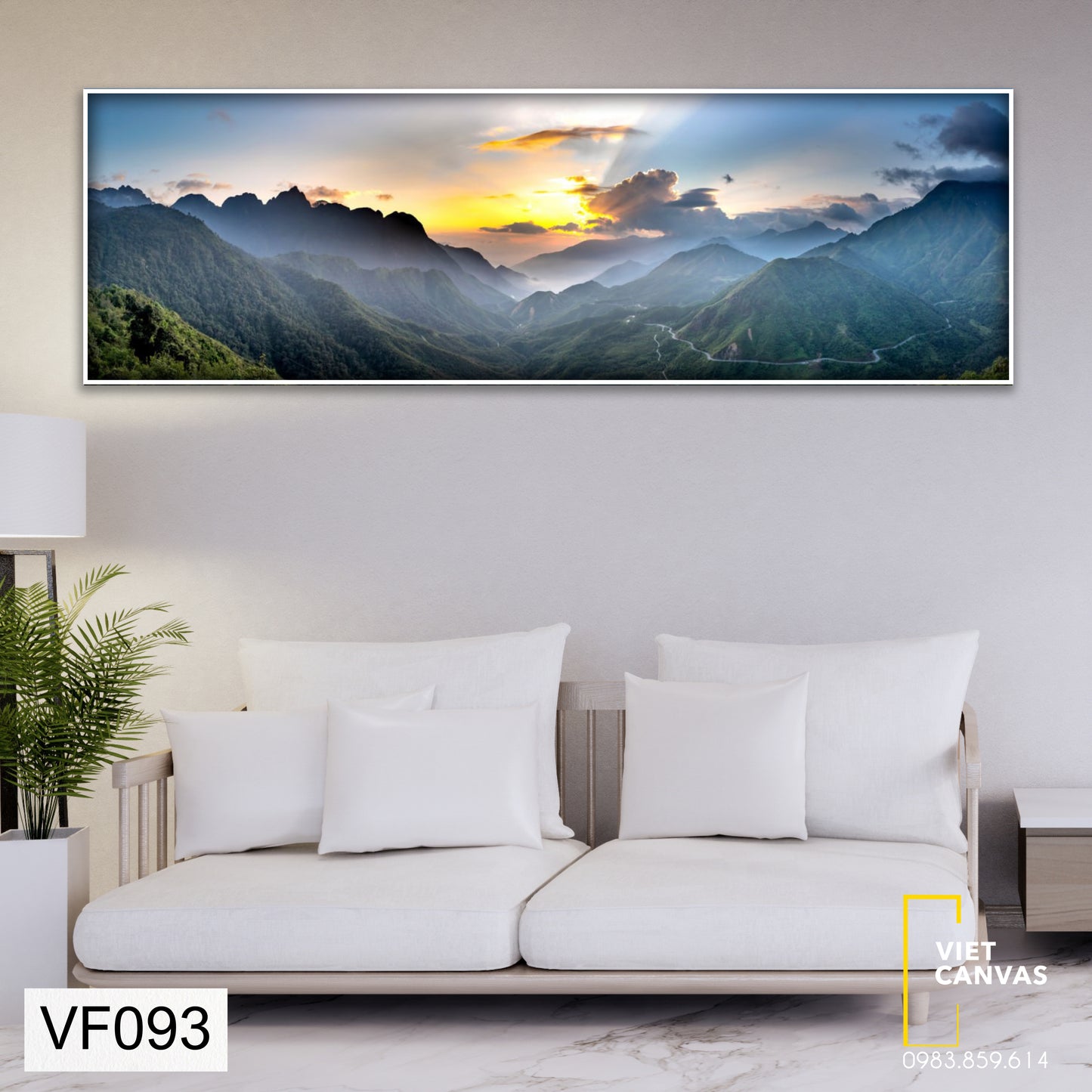Tranh Phong Cảnh Hoàng Hôn Trên Núi Hùng Vĩ - VF093