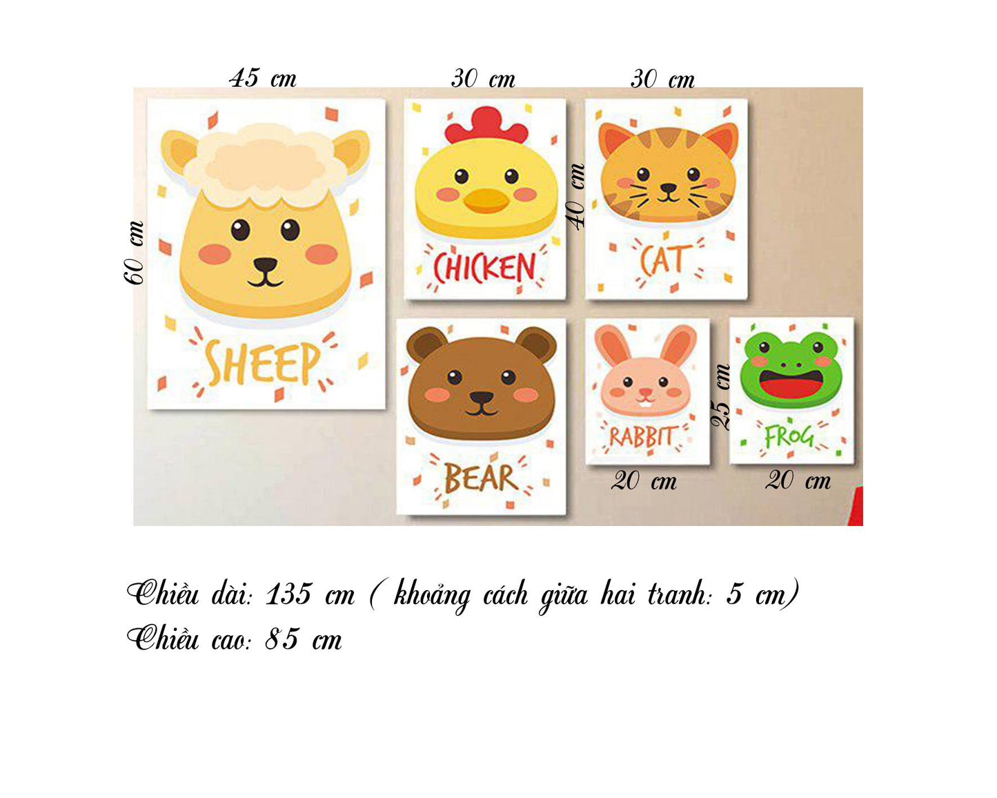 Bộ 6 Tranh Động Vật Đáng Yêu - HD087