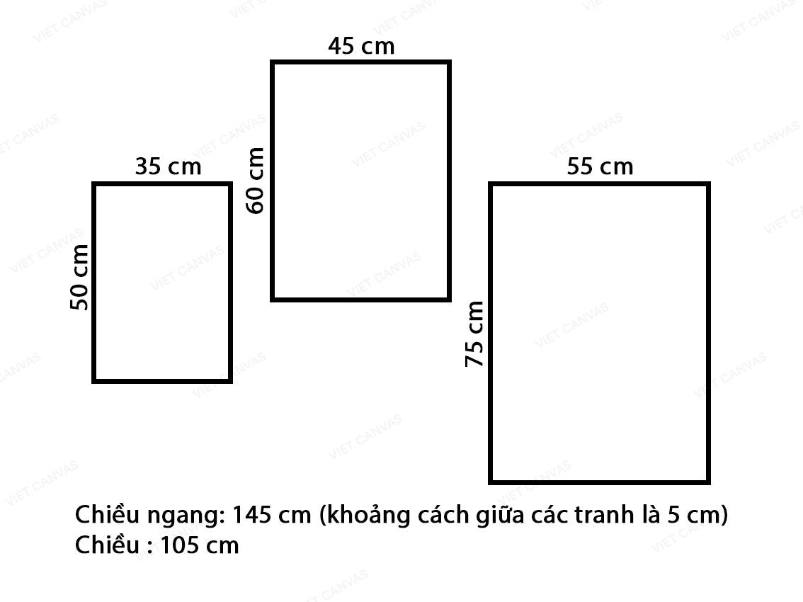 Bộ 3 Tranh Hươu Và Cây- VW144.3