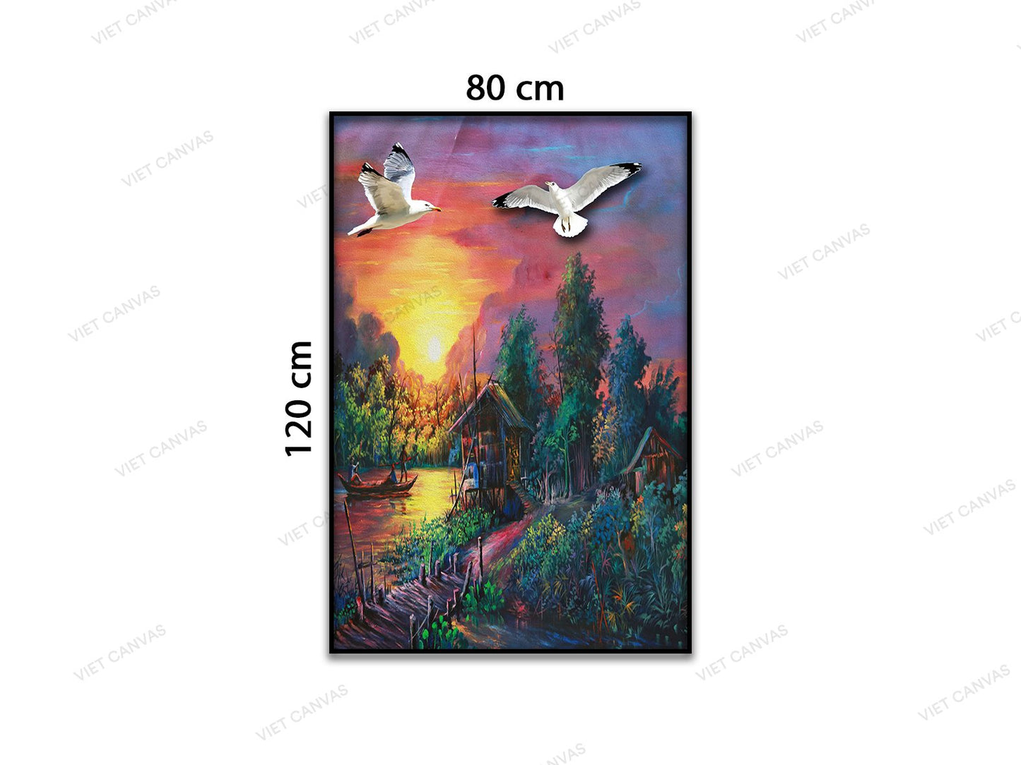 Tranh Phong Cảnh Làng Quê Trong Chiều Hoàng Hôn - VB879