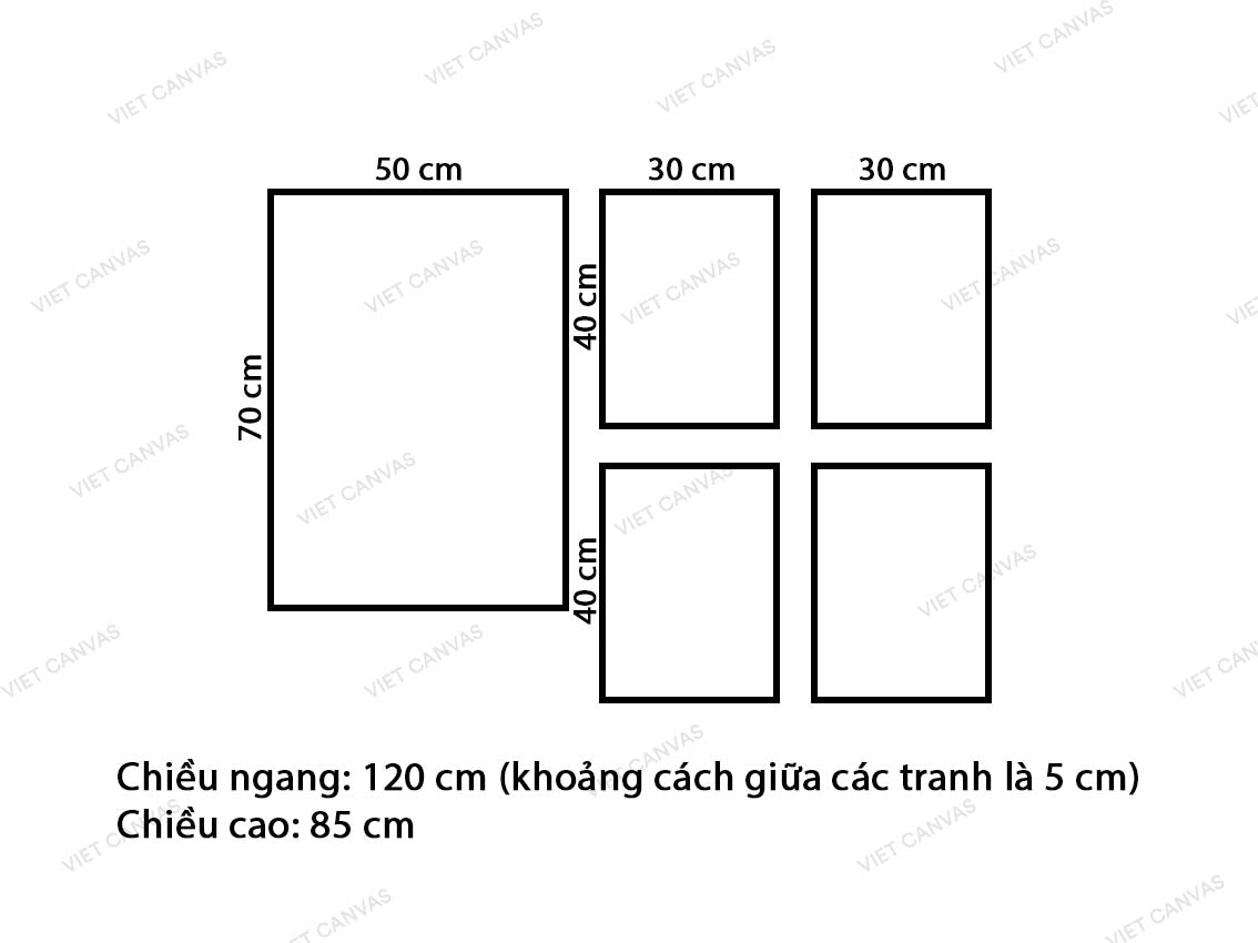 Bộ 5 Tranh Hươu, Kim Cương Và Lông Vũ - VQ776.1