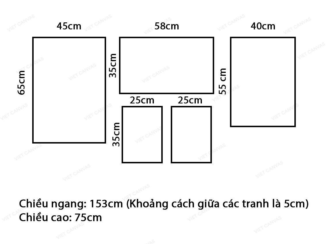 Bộ 5 Tranh Cô Gái, Lá Cây, Chữ F, Tòa Nhà Và Giày Cao Gót - VY910.1