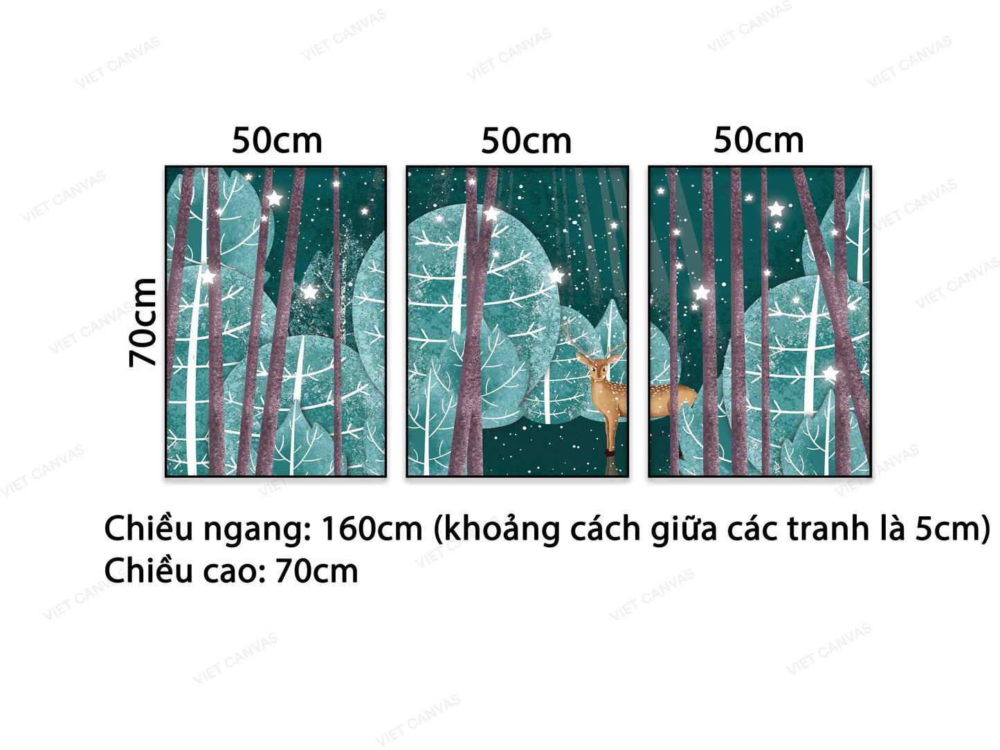 Bộ 3 Tranh Nai Con Ngơ Ngác Giữa Rừng - VB849