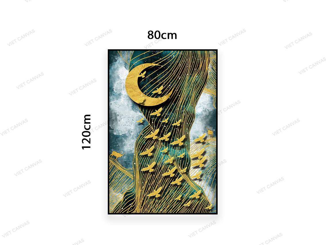 Tranh Đàn Chim Bay Và Vầng Trăng Khuyết - VB902