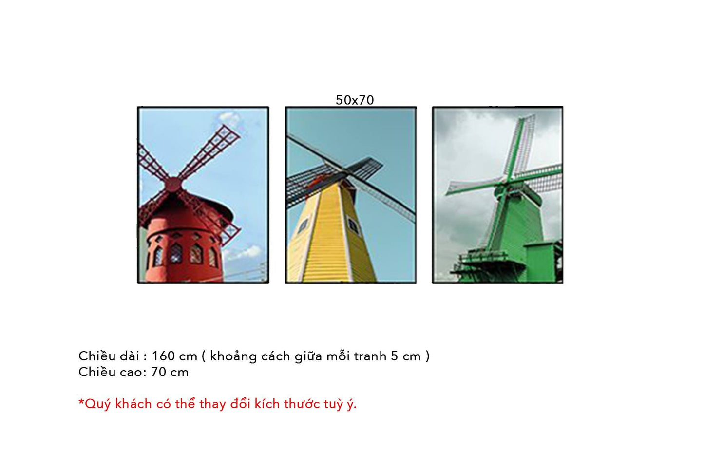 Bộ 3 Tranh Cối Xay Gió - HD046