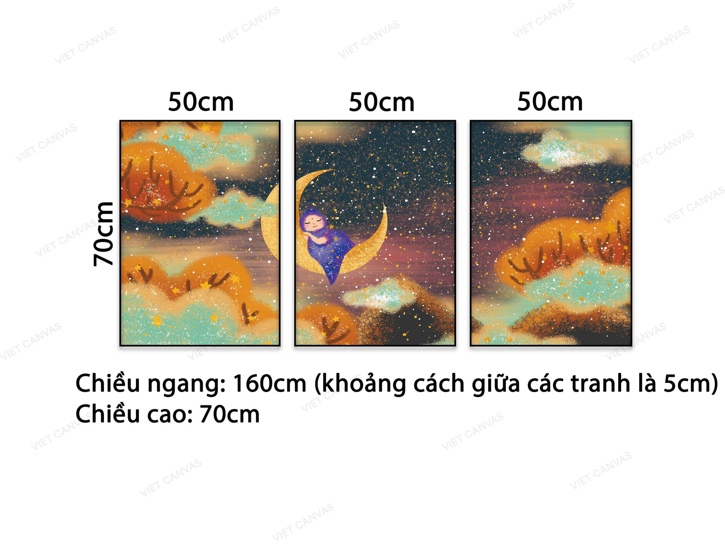 Bộ 3 Tranh Cô Bé Và Ánh Sao - VB856