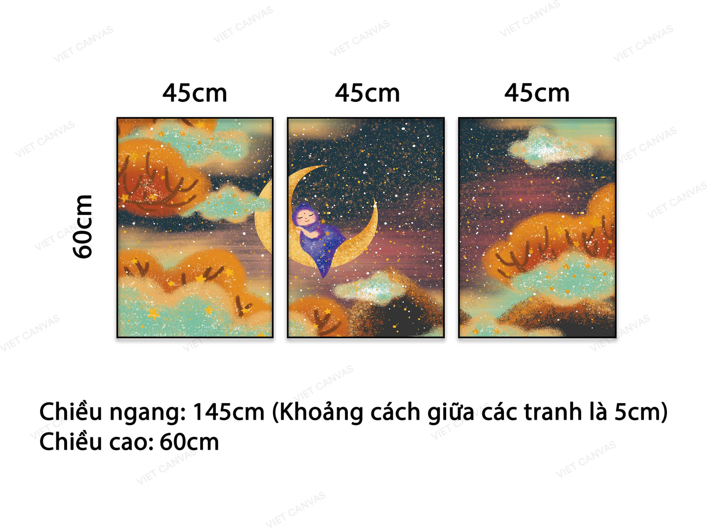 Bộ 3 Tranh Cô Bé Và Ánh Sao - VB856