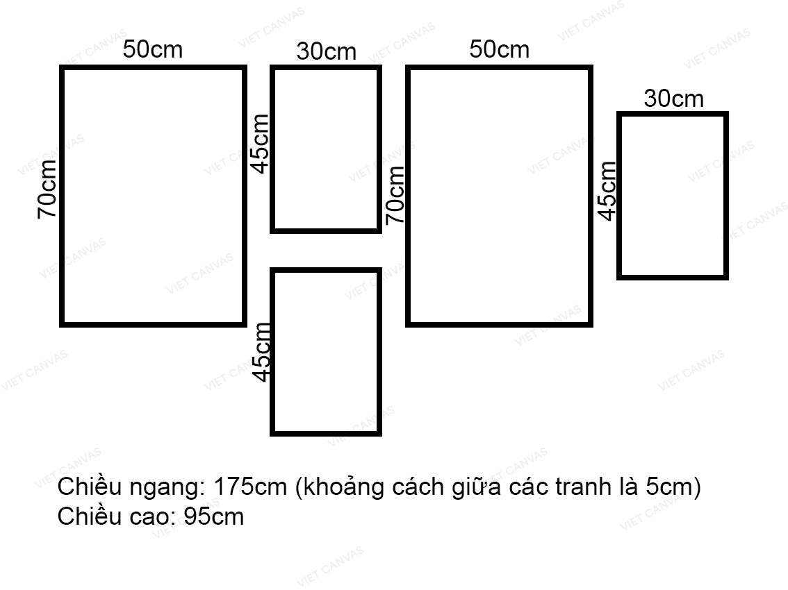 Bộ 5 Tranh Hình Khối Nghệ Thuật - VW353.4