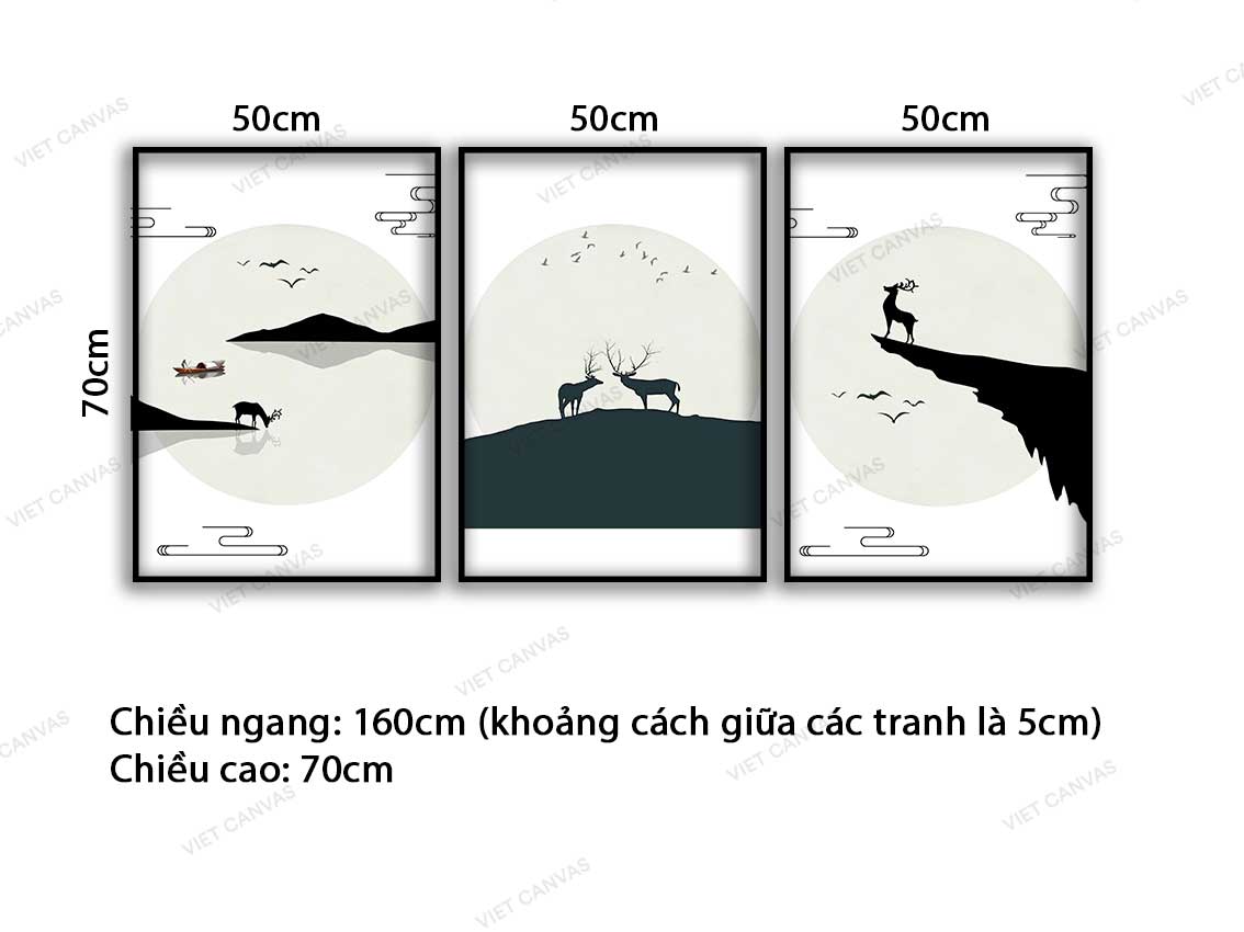Bộ 3 Tranh Những Chú Hươu - VC766