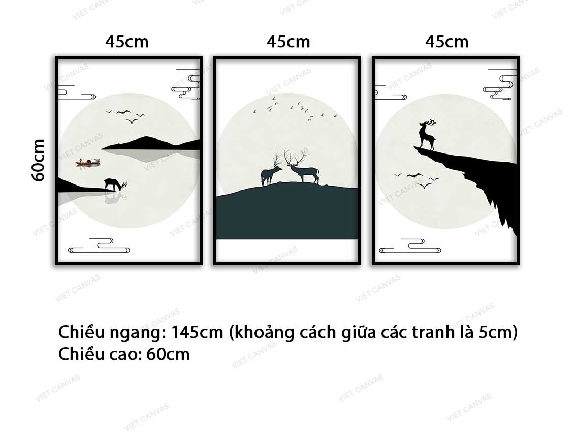 Bộ 3 Tranh Những Chú Hươu - VC766