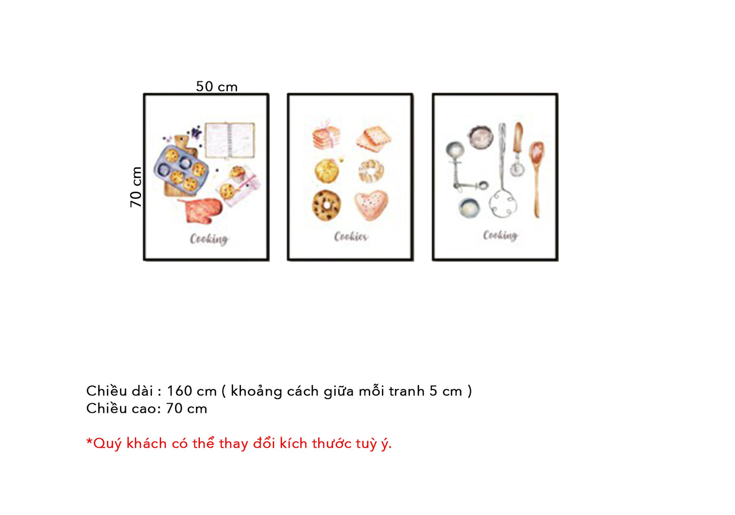 Bộ 3 Tranh Trang Trí Phòng Bếp Dễ Thương - HD052