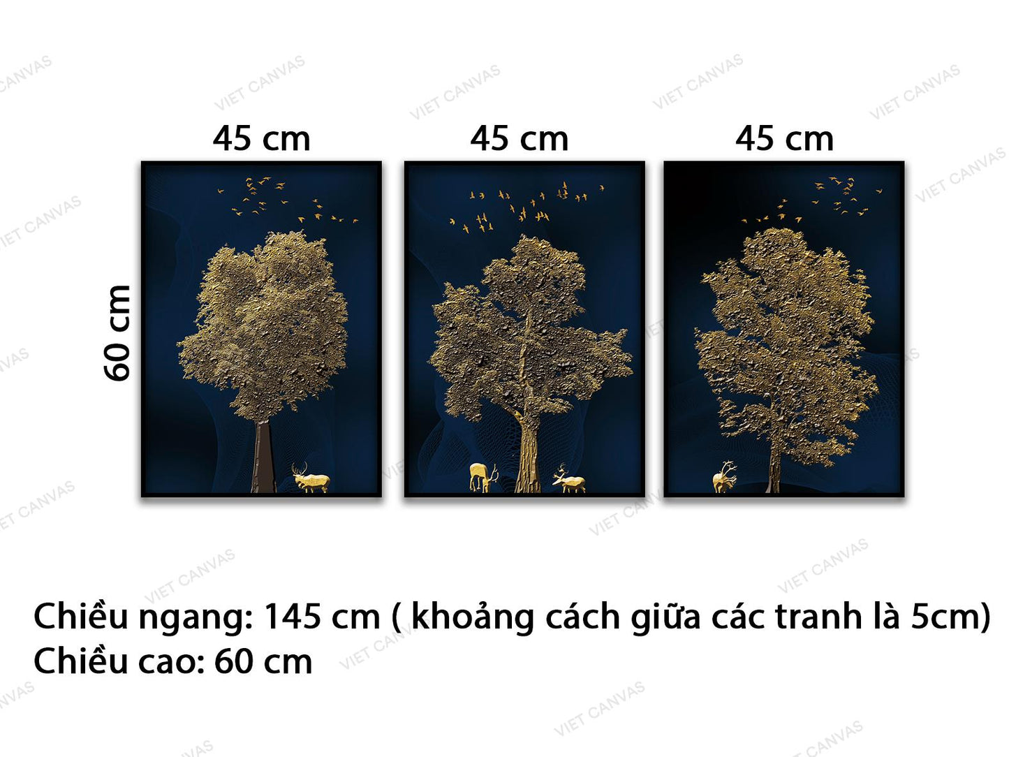 Bộ 3 tranh Bầy Hươu Dưới Góc Cây Xanh - VB878
