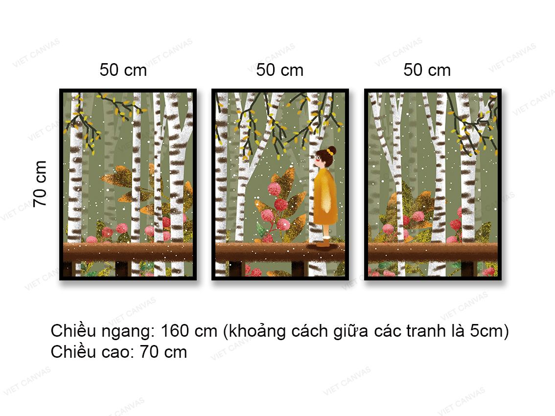Bộ 3 Tranh Cô Gái Lạc Trong Rừng - VB867