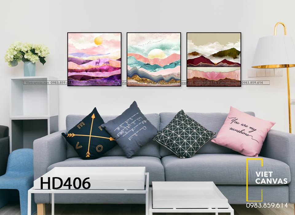 Bộ 3 Tranh Đồi Núi Nhiều Màu - HD406