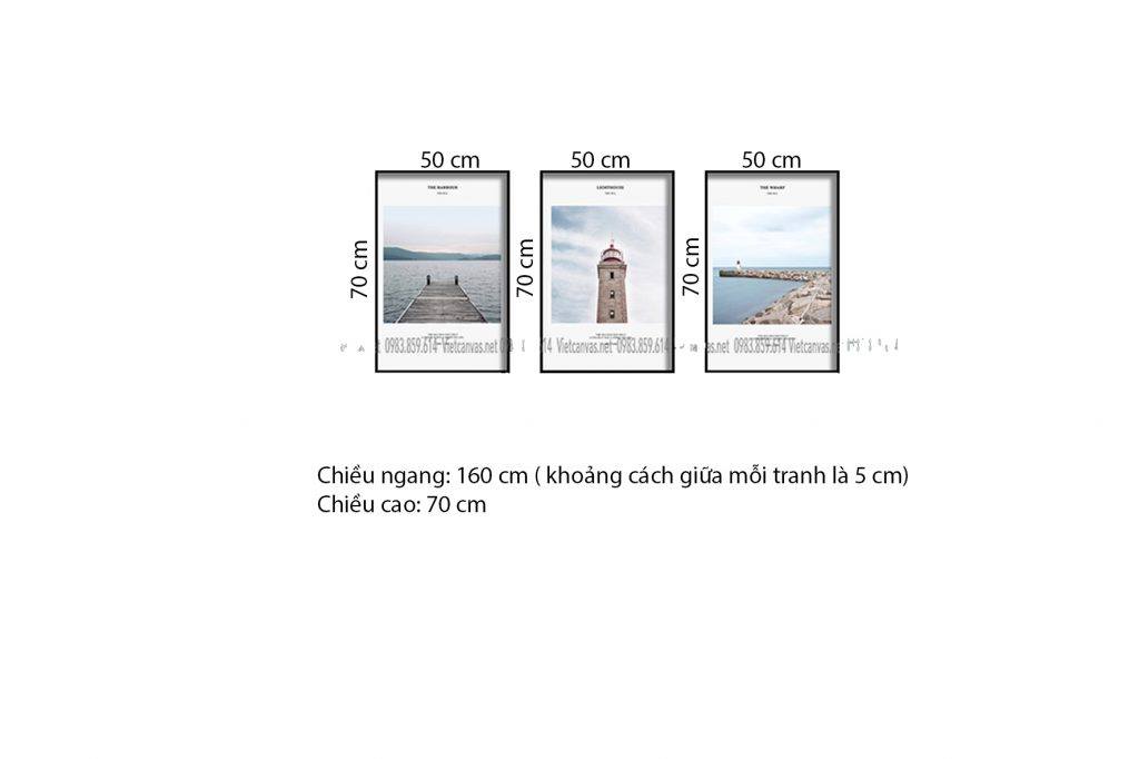 Bộ 3 Tranh Ngọn Hải Đăng, Chiếc Cầu Và Biển - HD439