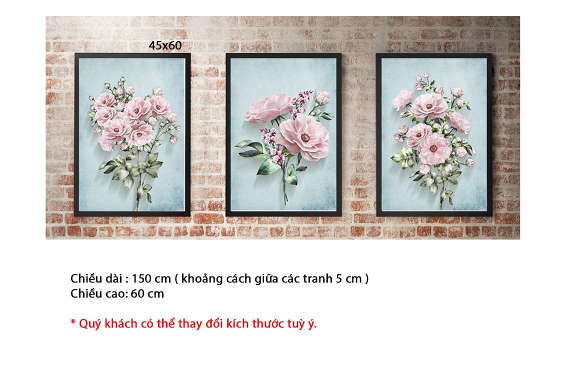 Bộ 3 Tranh Những Bông Hoa Xinh Xắn - HD336