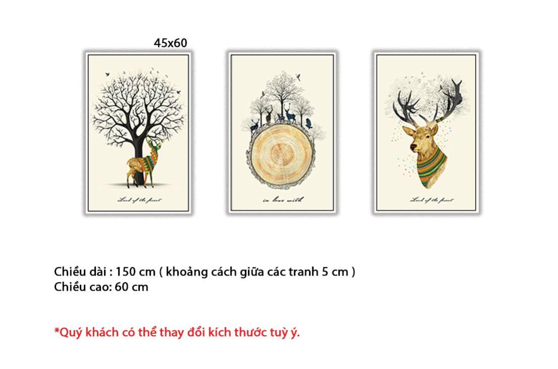 Bộ 3 Tranh Hươu Và Cây - HD306