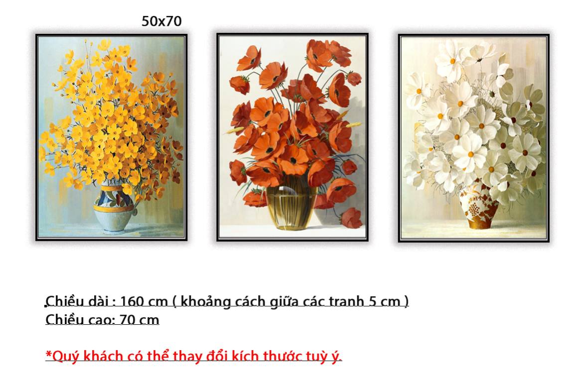 Bộ 3 Tranh Lọ Hoa Sắc Màu - HD300