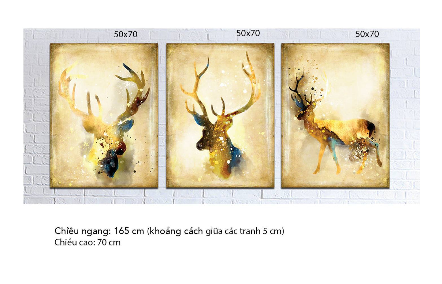 Bộ 3 Tranh Hươu Vàng - HD364