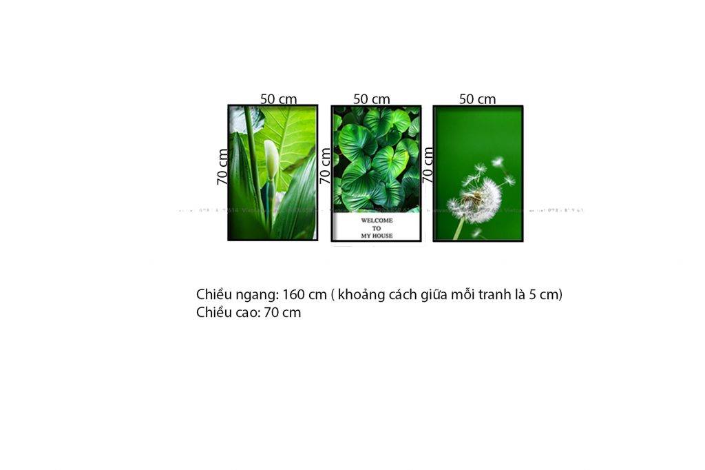 Bộ 3 Tranh Lá Cây Xanh Và Hoa Bồ Công Anh - HD448