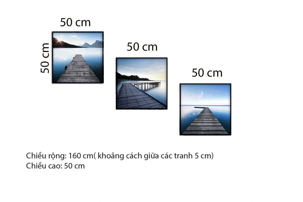 Bộ 3 Tranh Chiếc Cầu Bên Mặt Hồ Yên Tĩnh - HD384