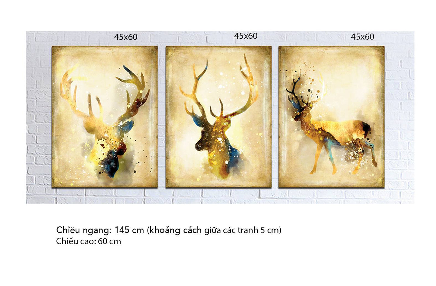 Bộ 3 Tranh Hươu Vàng - HD364