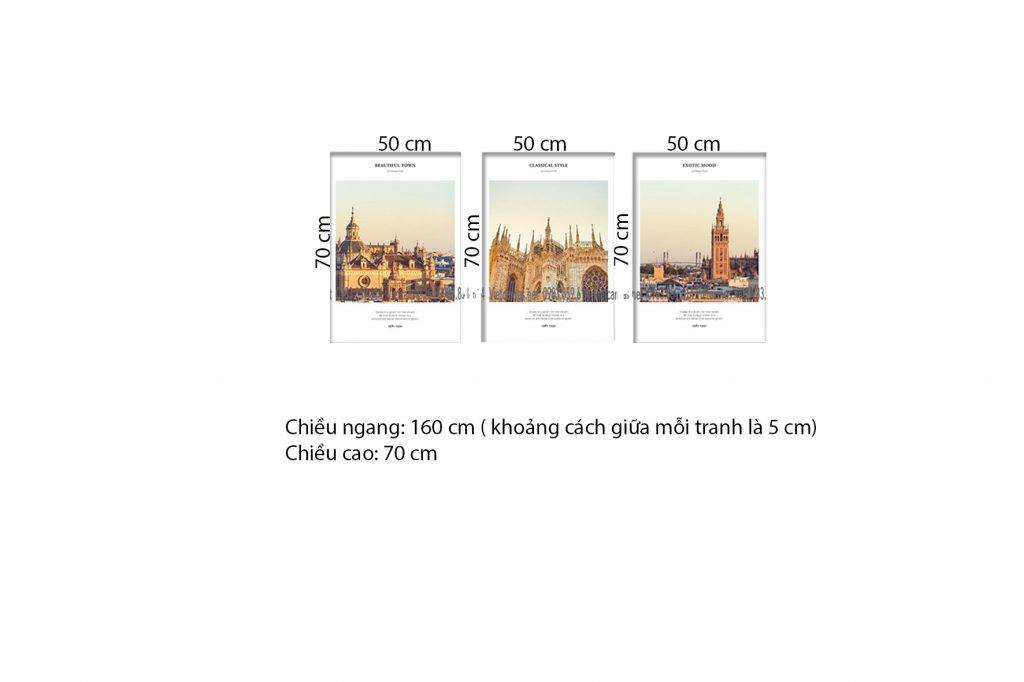 Bộ 3 Tranh Khu Phố Tây Âu Sang Trọng - HD437