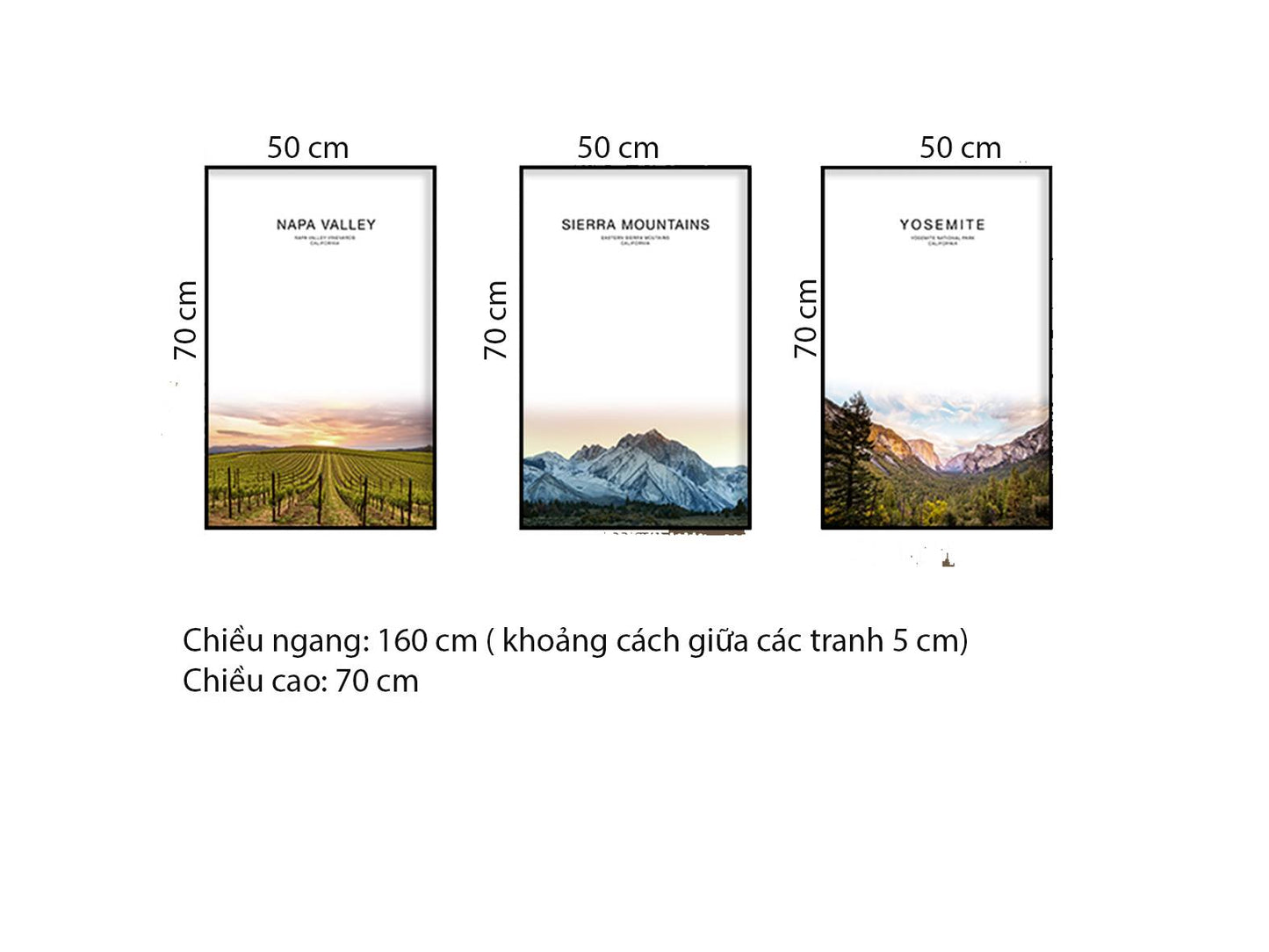 Bộ 3 Tranh Thung Lũng Napa Và Núi Rừng Hiểm Trở - HD458