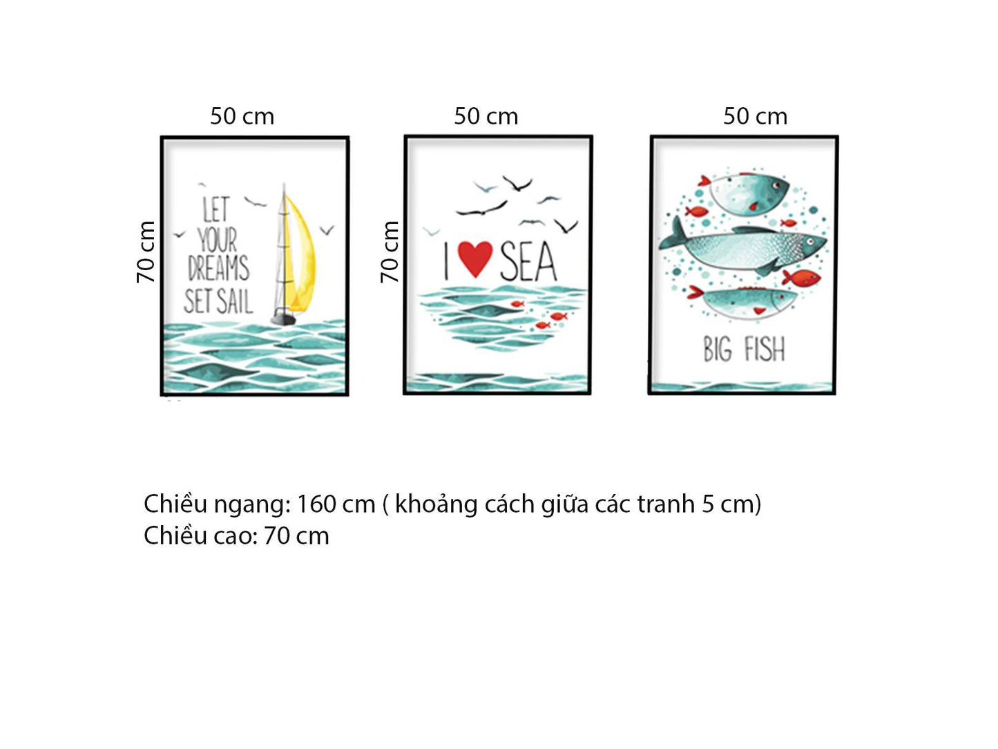 Bộ 3 Tranh Biển Và Những Chú Cá - HD455