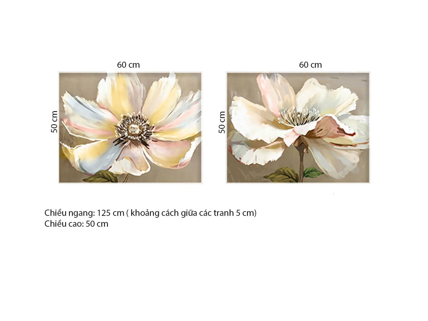 Bộ 2 Tranh Hoa Cúc Trắng - HD460
