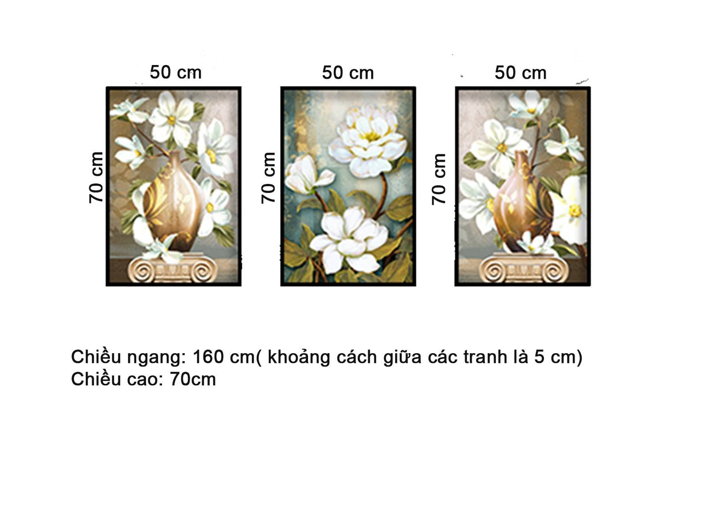 Bộ 3 Tranh Lọ Hoa Với Vẻ Đẹp Nhẹ Nhàng - HD484