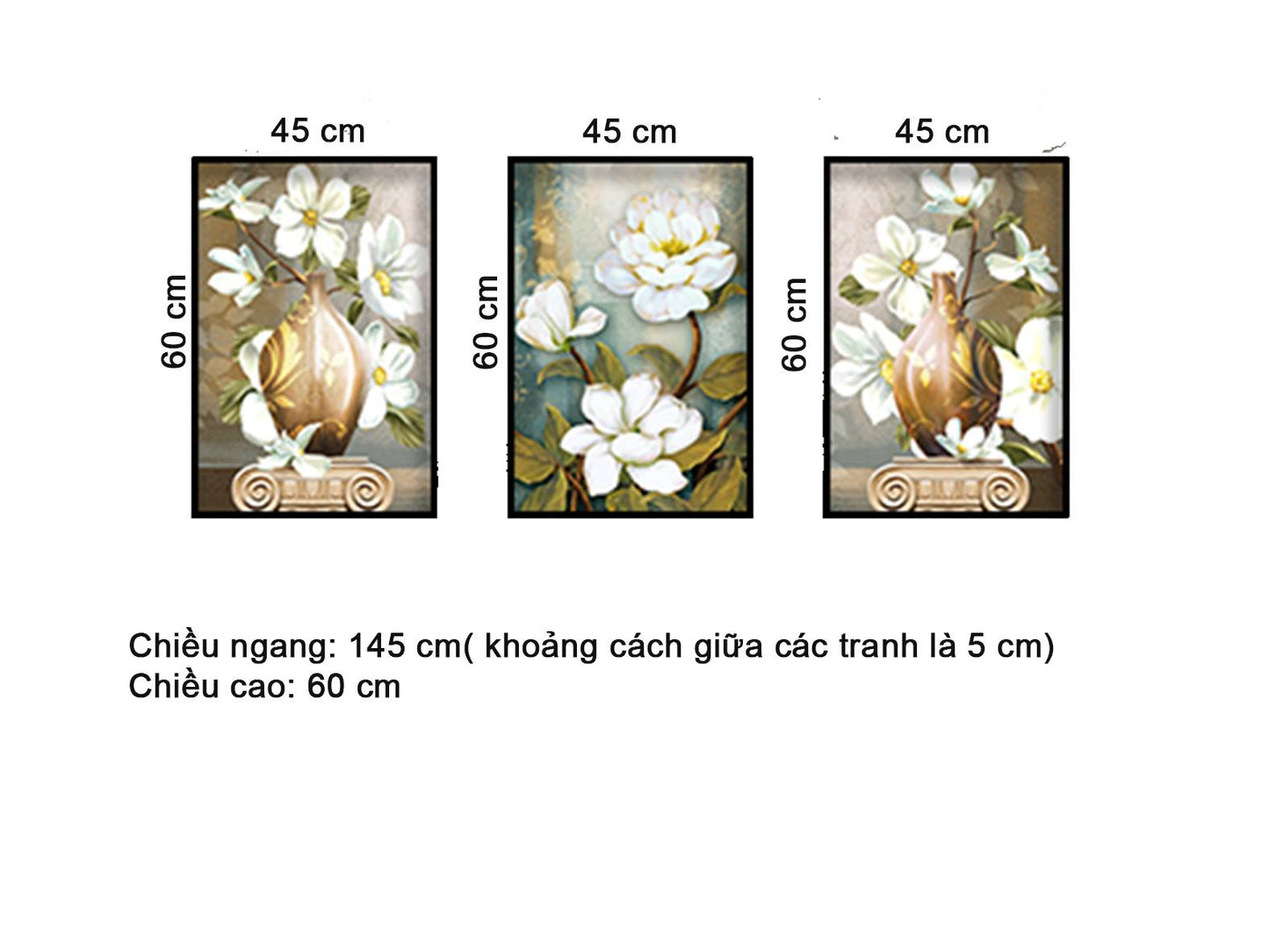 Bộ 3 Tranh Lọ Hoa Với Vẻ Đẹp Nhẹ Nhàng - HD484