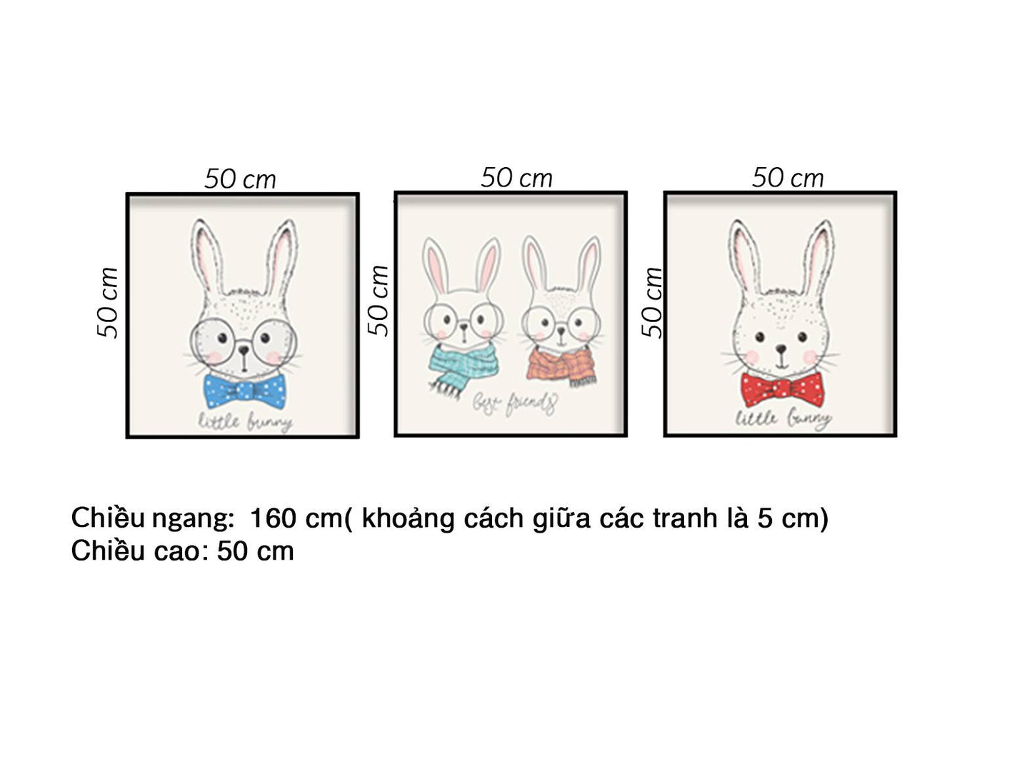 Bộ 3 Tranh Gia Đình Thỏ Trắng - HD496