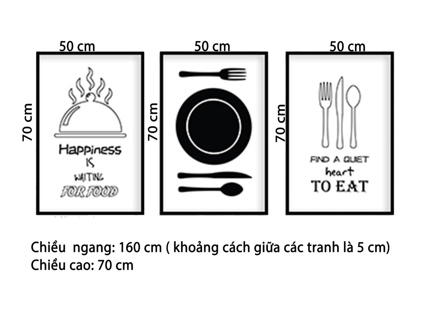 Bộ 3 Tranh Dụng Cụ Trên Bàn Ăn - HD506