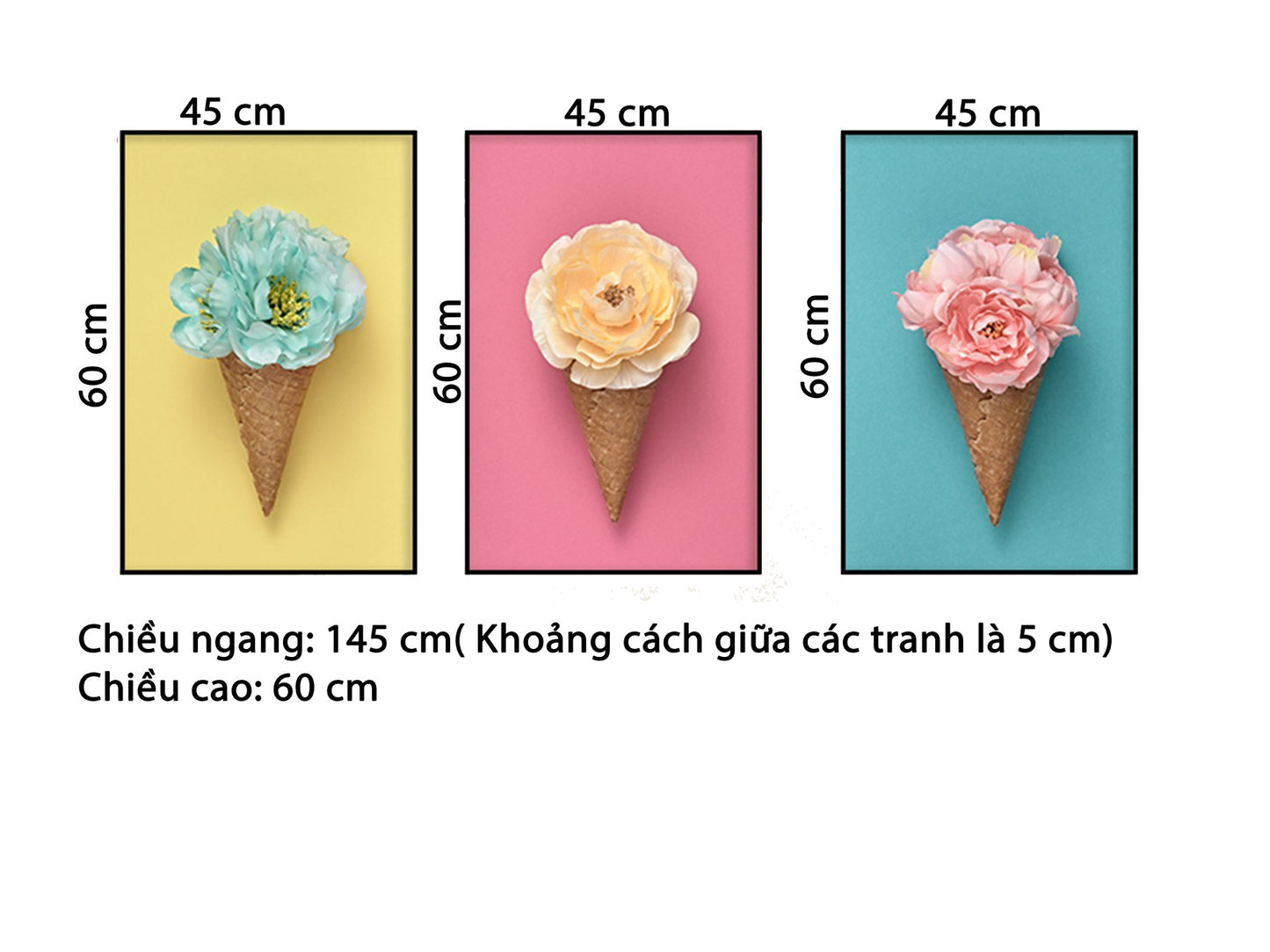 Bộ 3 Tranh Cây Kem Hoa - HD520