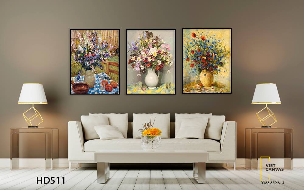 Bộ 3 Tranh Bình Hoa Cổ Điển - HD511