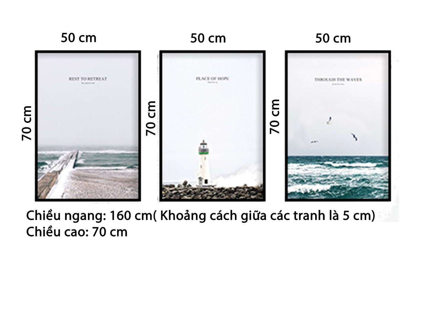 Bộ 3 Tranh Ngọn Hải Đăng Trên Biển - HD512