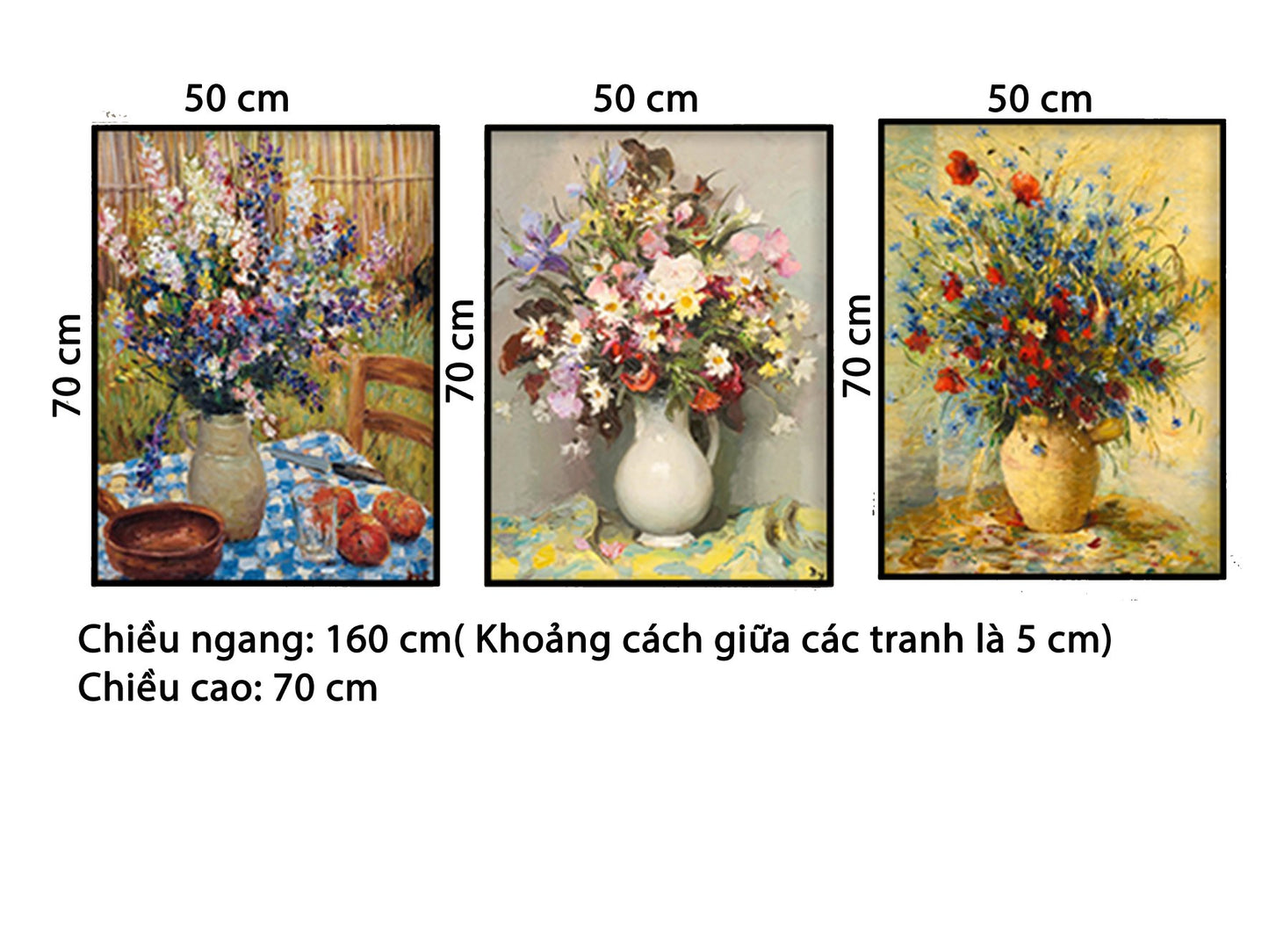 Bộ 3 Tranh Bình Hoa Cổ Điển - HD511