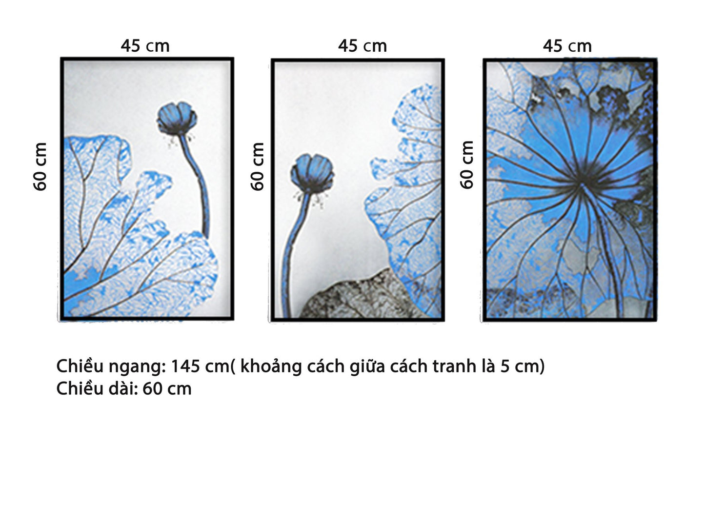 Bộ 3 Tranh Đoá Sen Xanh - HD535